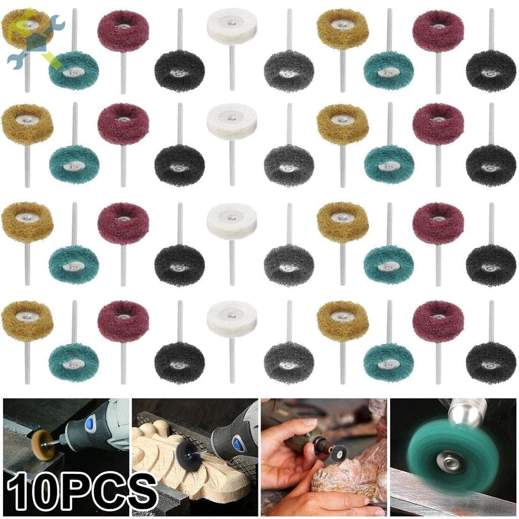 10 peças de rodas abrasivas 22mm com haste de 3mm para polimento e acabamento de superfície