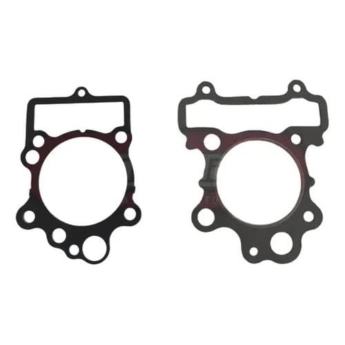 Juntas cabeçote e base cilindro Yamaha Virago 535, vista frontal e lateral, fundo branco