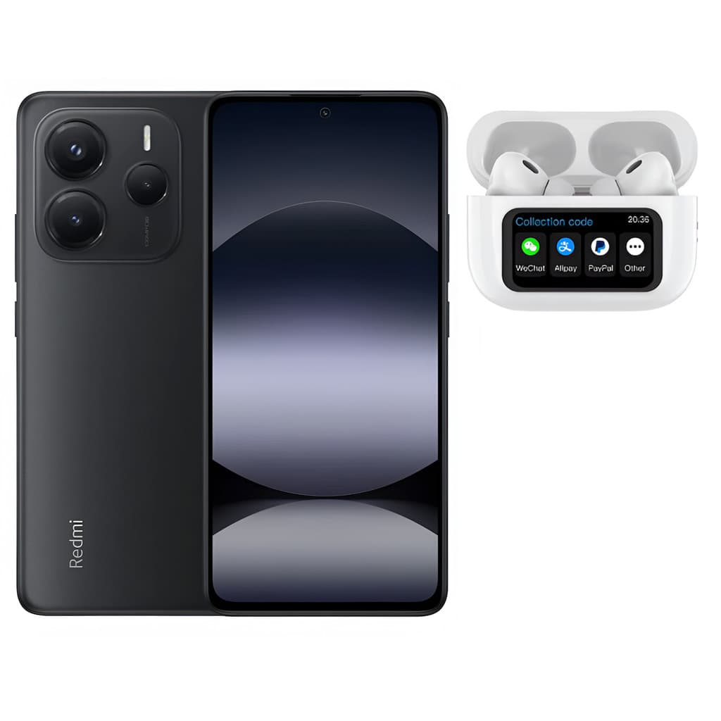 Xiaomi Redmi Note 14 Dual Sim com fones de ouvido brancos