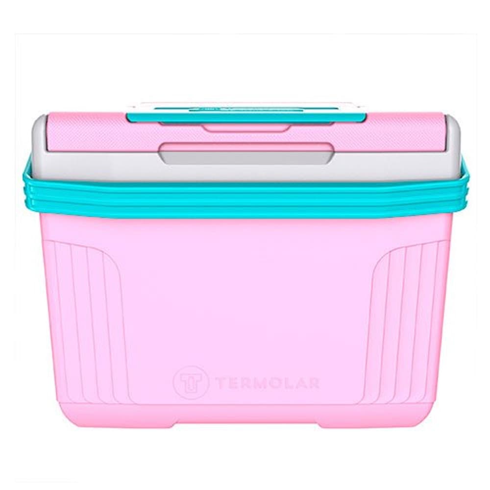 Caixa Cooler Térmico Pequeno 8 Litros Rosa Cabe Ate 12 Latas Com Porta Copo Termolar