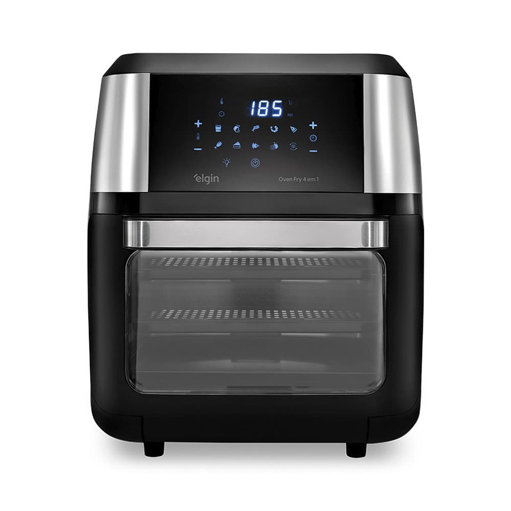 Fritadeira Air Fryer Oven Elgin 4 em 1, 12L, preto e prata, painel digital