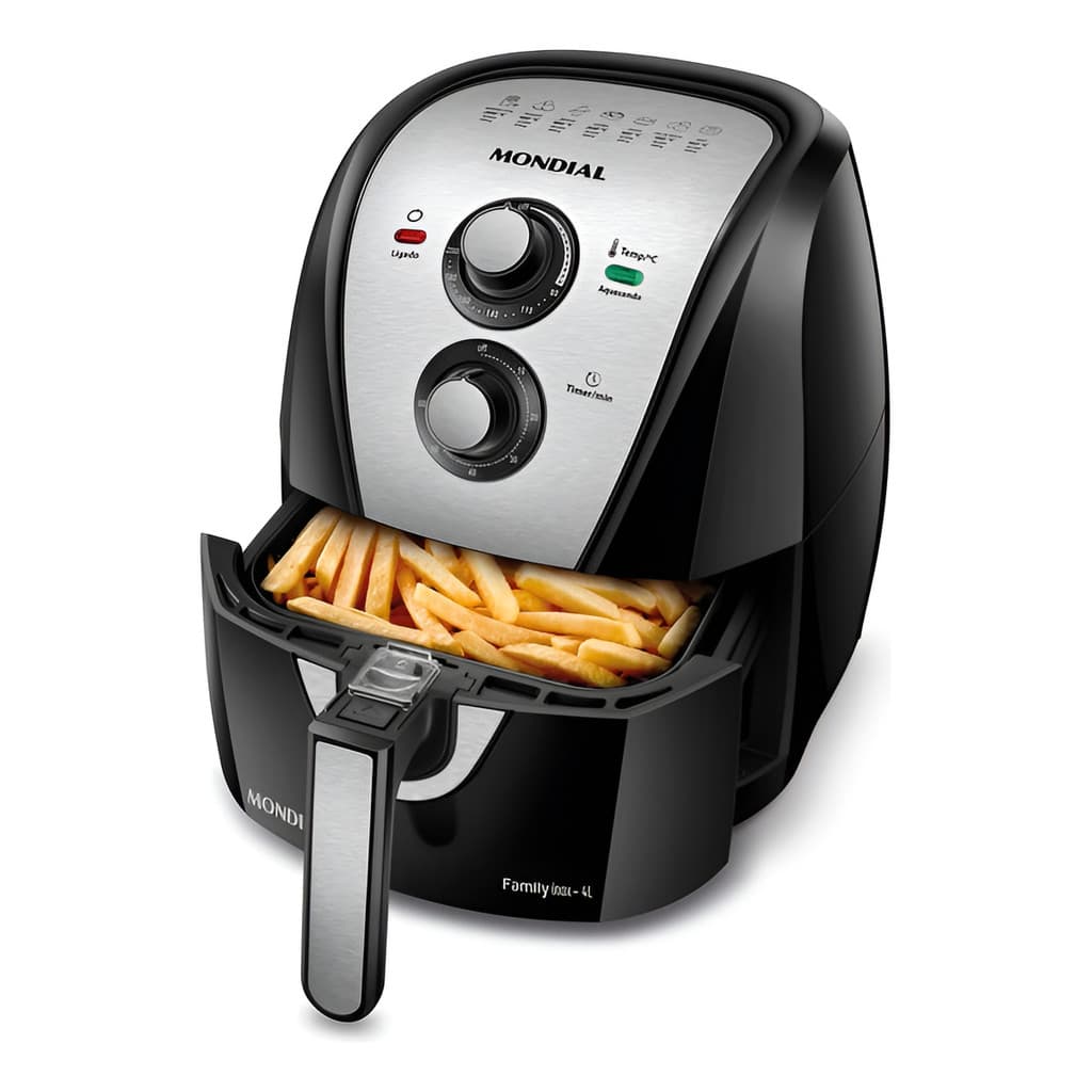 Fritadeira sem óleo Mondial 4 litros AFN-40-BI com batatas fritas
