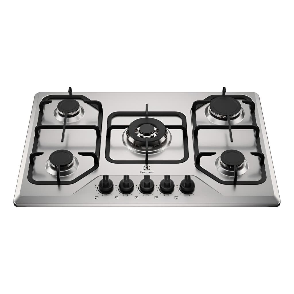 Cooktop 5 bocas gás bivolt quadri inox 75x52cm Electrolux