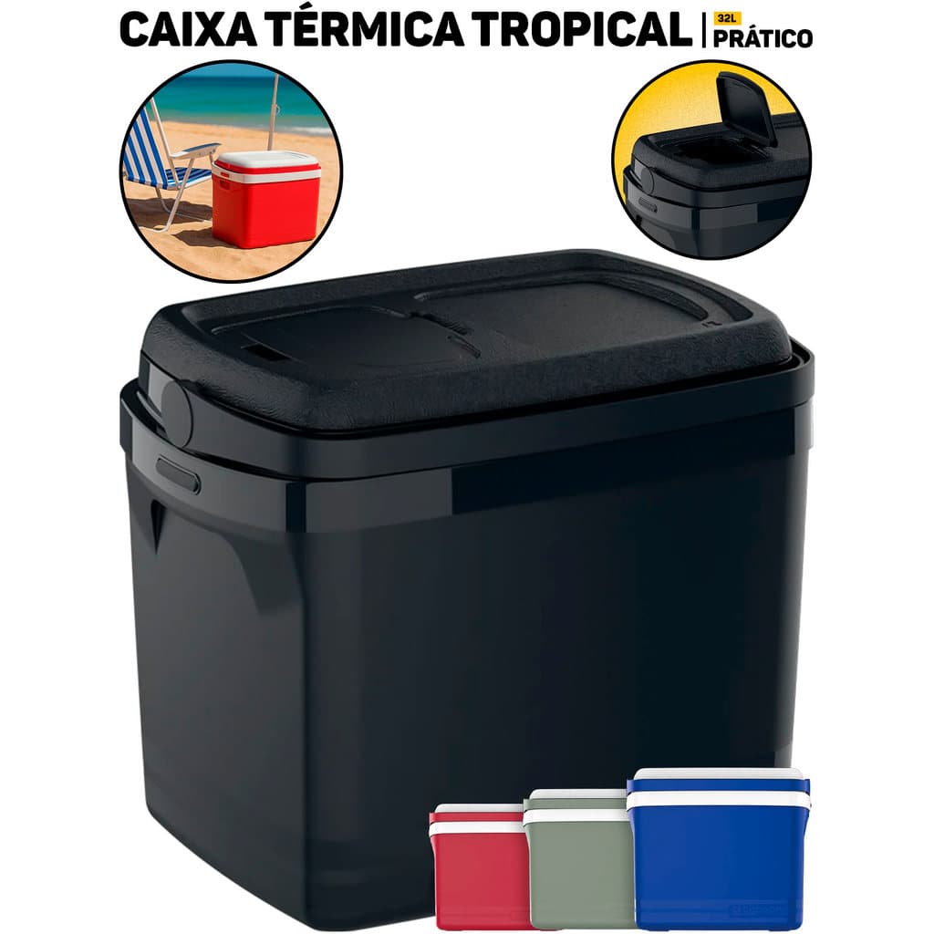 Cooler Caixa Térmica Tropical 32 Litros Soprano P/ Praia Piscina Camping Churrascos Cervejas Bebidas