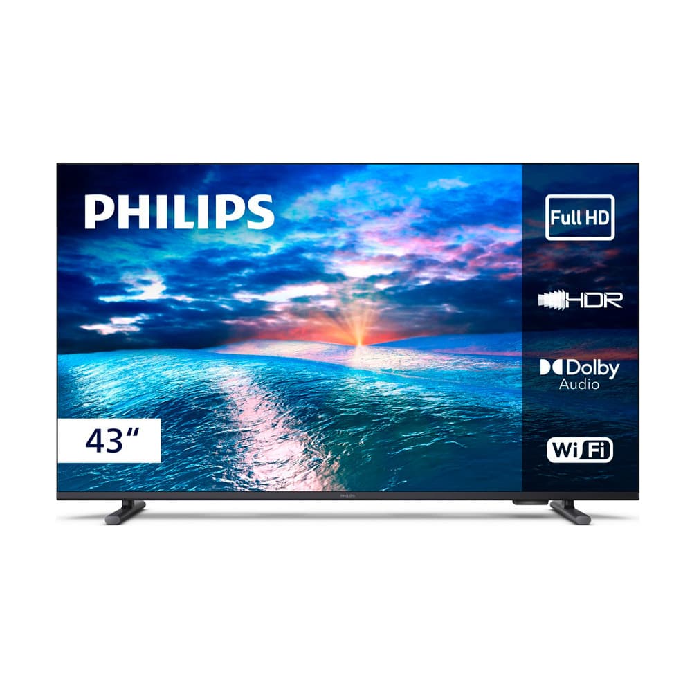 Smart TV Philips 43'' LED Full HD Google TV 43PFG691078 Bivolt com tela de paisagem de pôr do sol