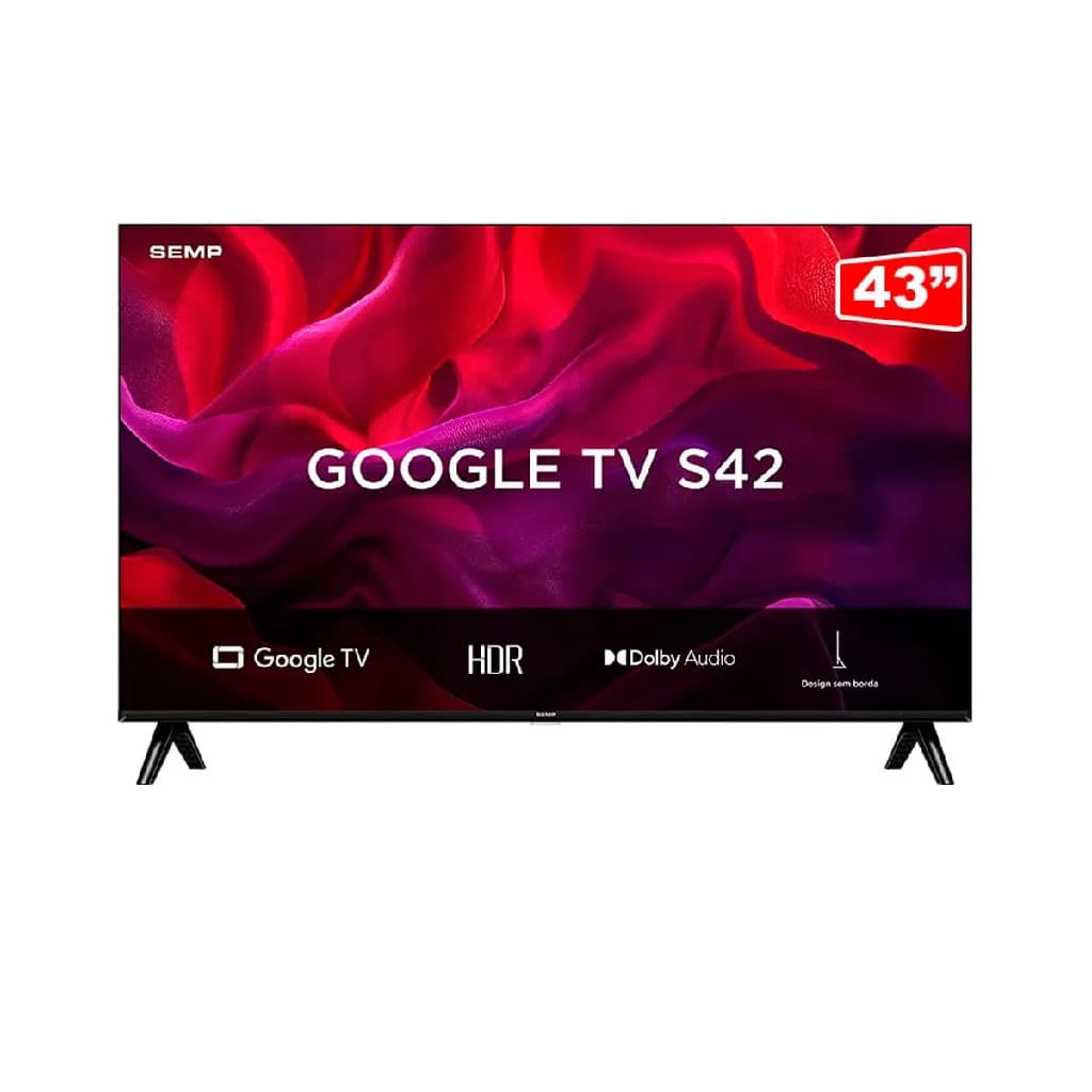 Smart TV 43 polegadas LED Full HD Semp TCL S42 Google TV, Wi-Fi, Bluetooth, HDMI, Dolby Audio