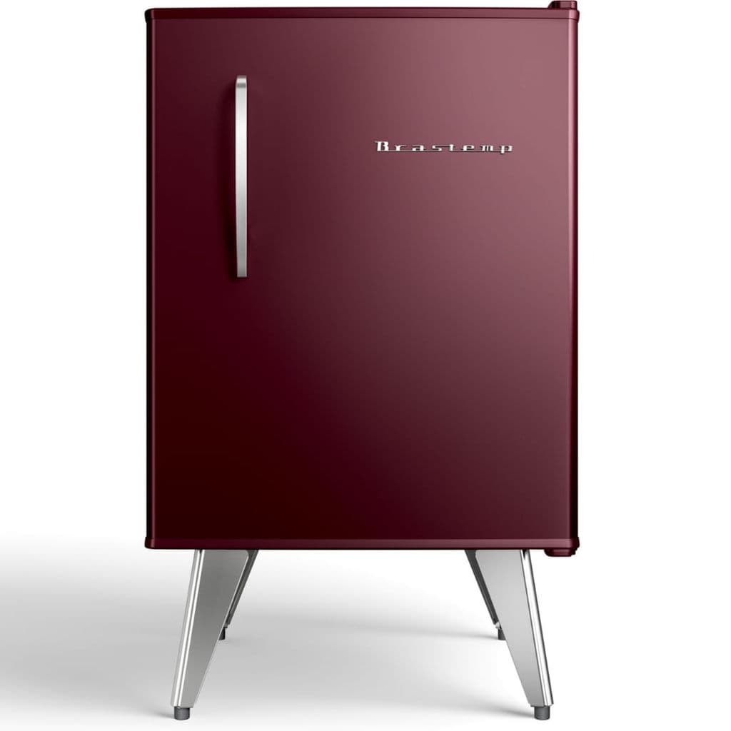 Frigobar Brastemp Retrô 76 Litros Marsala com base metálica
