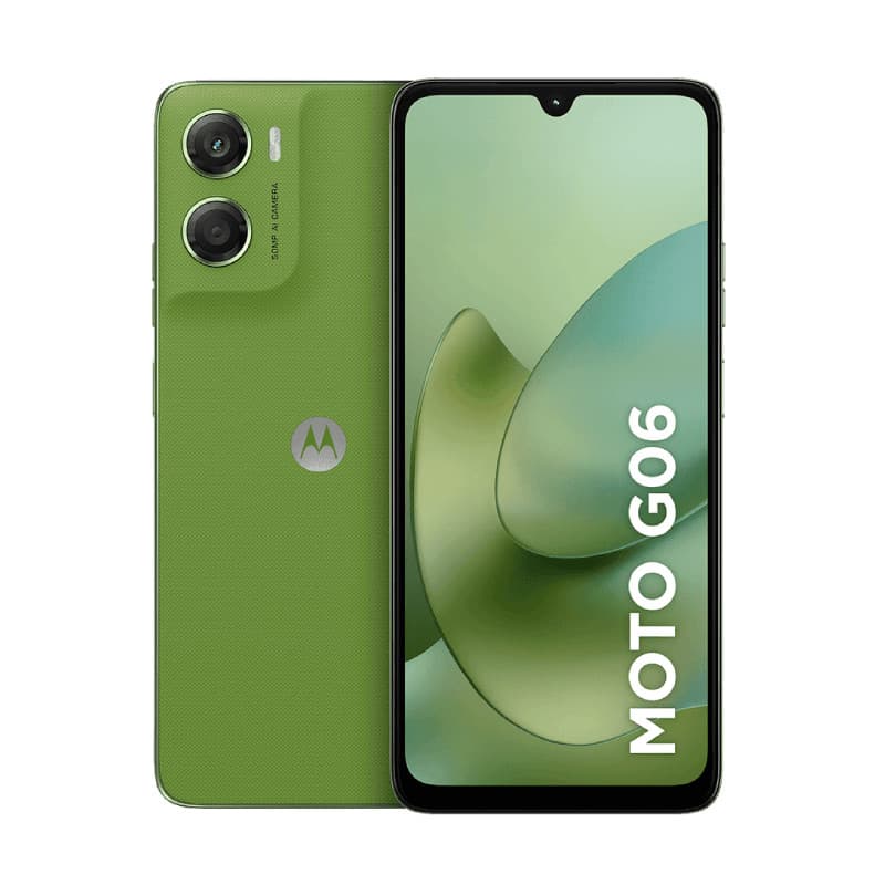 Smartphone Motorola Moto G06 256GB, 4GB RAM + 8GB RAM Boost, 50MP Camera com AI, 5200mAh Battery - Visão lateral esquerda verde