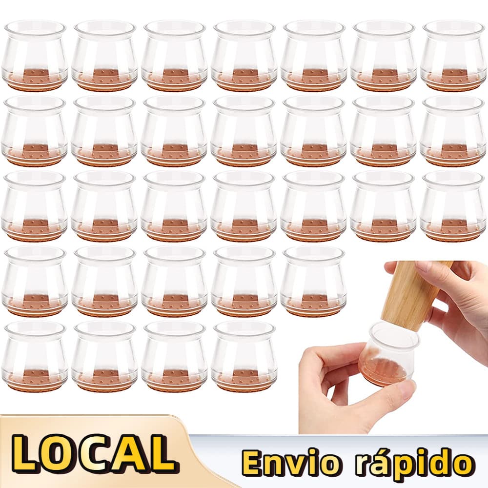 30 Peças Protetor de Pe Cadeira silicone,Protetor de Pe de Cadeira,Piso de Cadeira de Silicone com Almofadas de Feltro