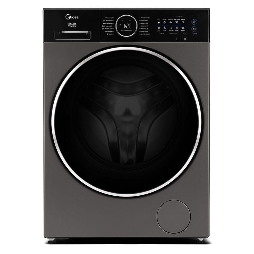 Máquina de lavar e secar roupas Midea MF210D110WB/GK-01, 11kg, preto e cinza metálico