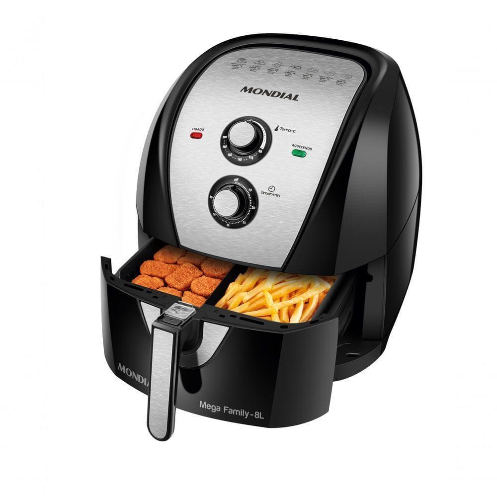 Fritadeira Sem Óleo Air Fryer 8L Mondial Preto/inox 110V