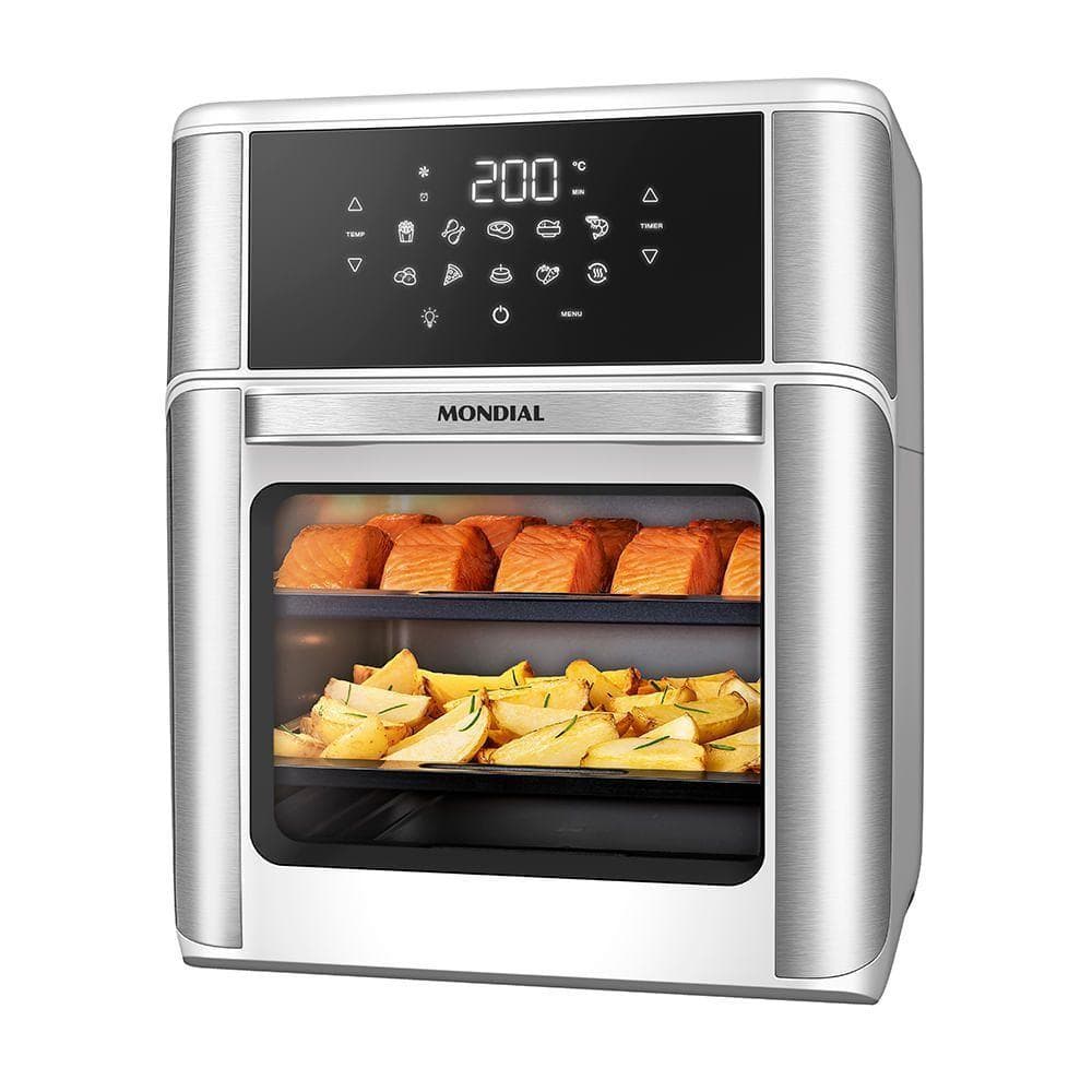 Fritadeira Air Fryer Forno Oven Mondial Branco e Inox 2000W 12L AFON-12L-WI 110V