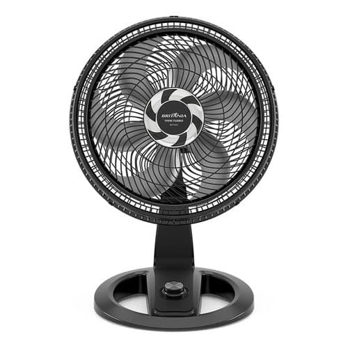 Ventilador de mesa preto Britânia 6 pás 3 velocidades mesa e parede