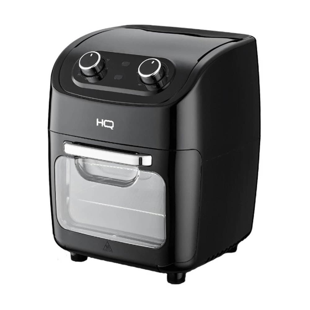 Fritadeira Air Fryer HQ-AFO12LMVG 12 Litros 3 em 1, cor preta, controles rotativos, porta de vidro, marca HQ.