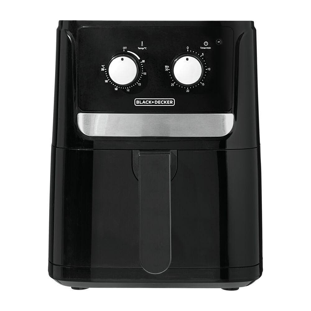 Fritadeira Air Fryer Black Decker 4,5L AFM4 em preto com controles rotativos e logo da marca