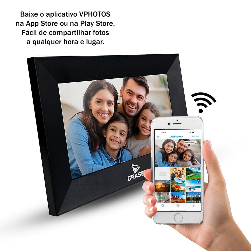 Porta retrato digital 7 polegadas IPS WiFi touch screen compartilhamento de fotos