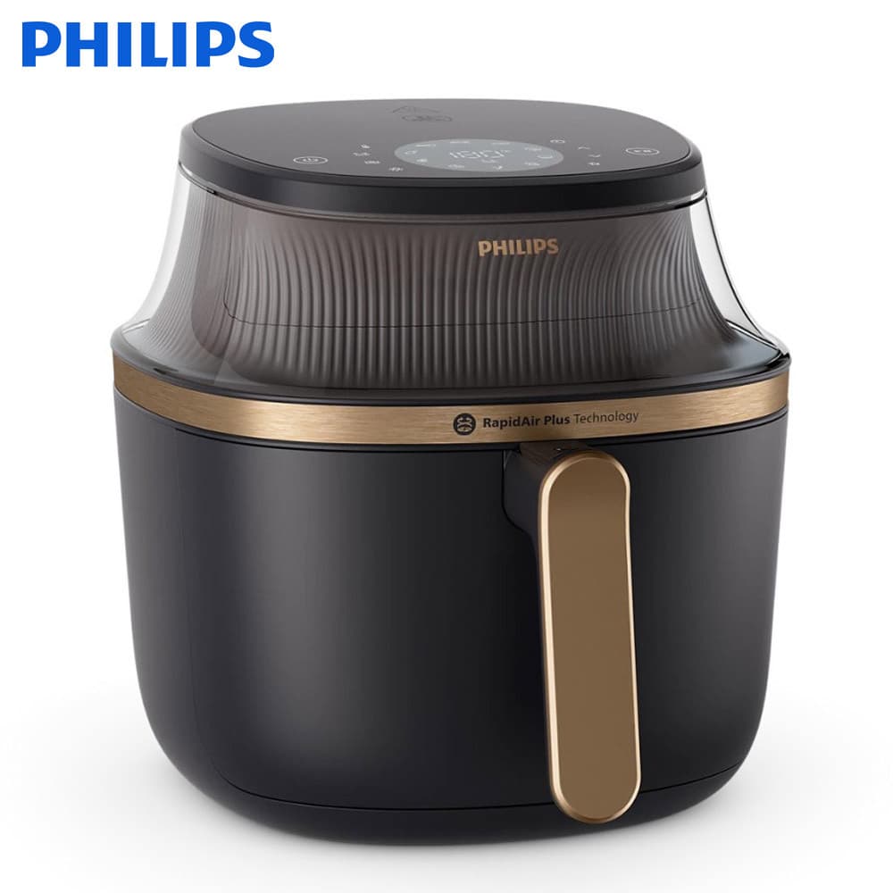 Fritadeira de Ar PHILIPS Korea NA342/00, 7.2L, Preto e Dourado, Tecnologia RapidAir Plus
