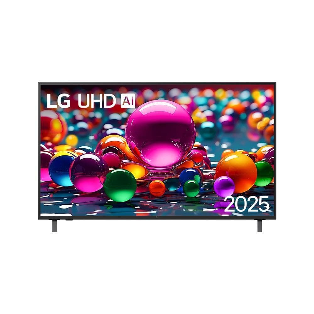 Smart TV LG 50UA8550PSA 4K UHD preta com imagem de esferas coloridas