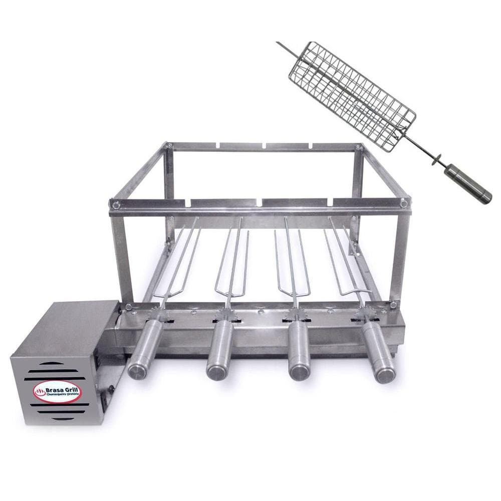 Kit churrasqueira elétrica giratória 4 espetos brasa grill My Brasa Grill