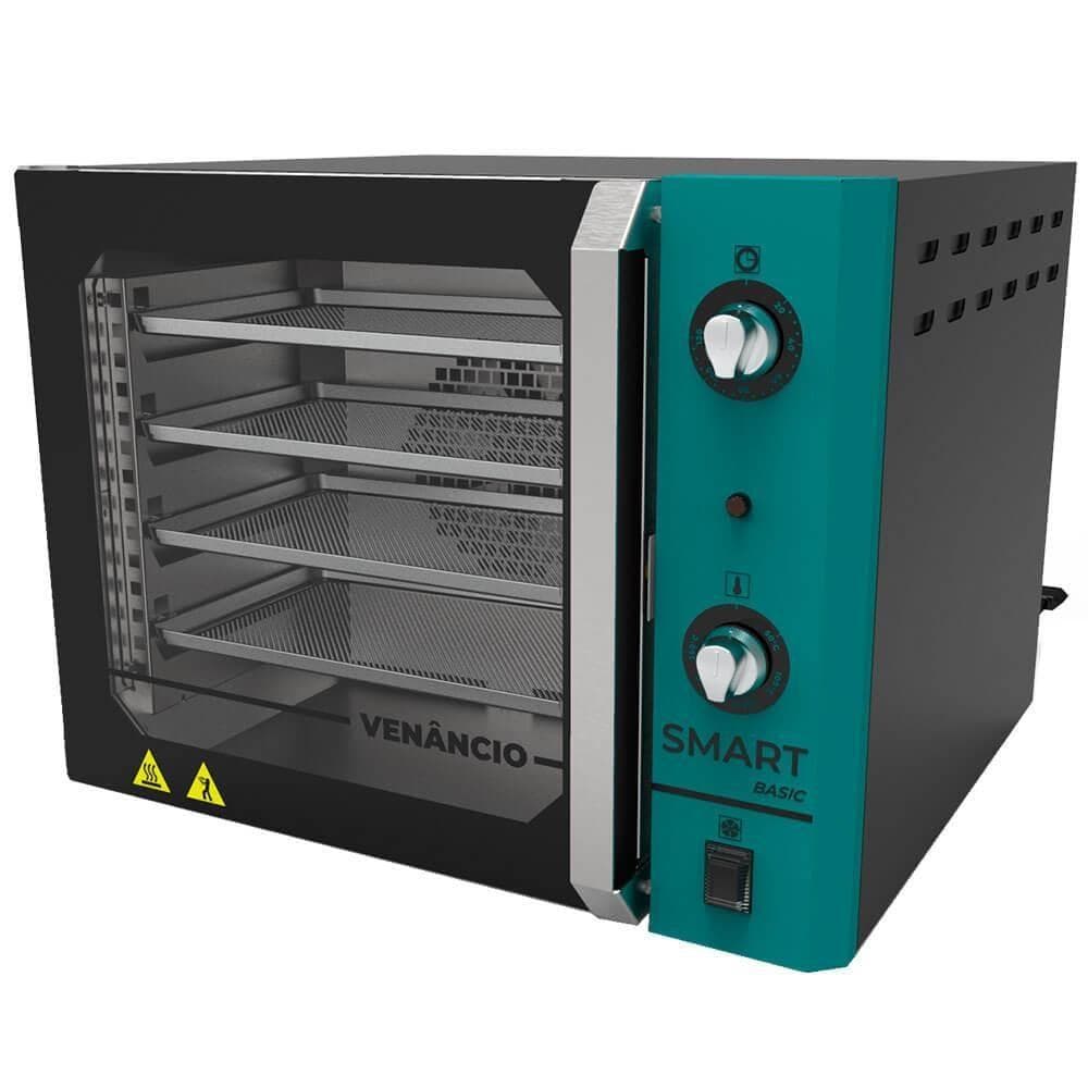 Forno Industrial Convector Venâncio Elétrico Smart Basic Azul 4 Esteiras Corpo Preto 220v FCSB4E