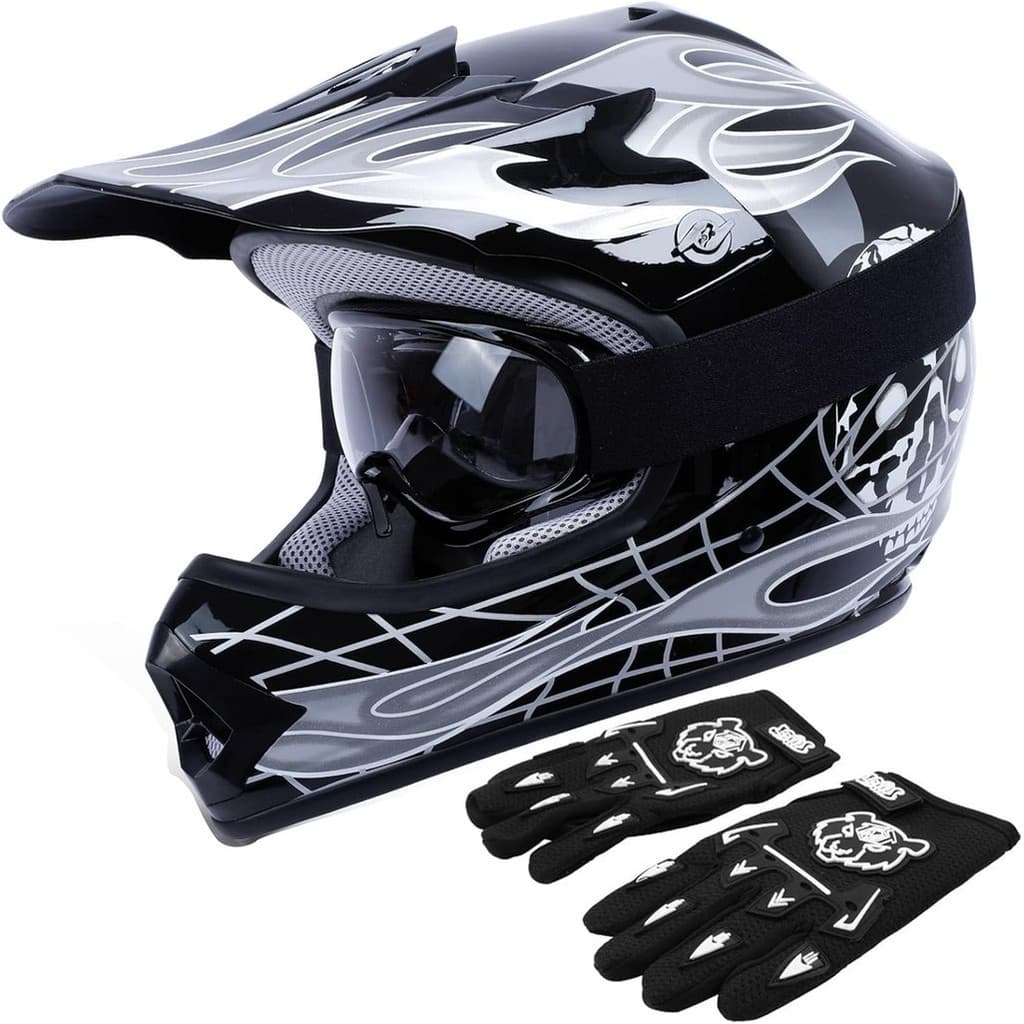 Capacetes de Motocross para Crianças TCT-MOTORPARTS Black Skull Boy DOT , Capacete Off-Road Int