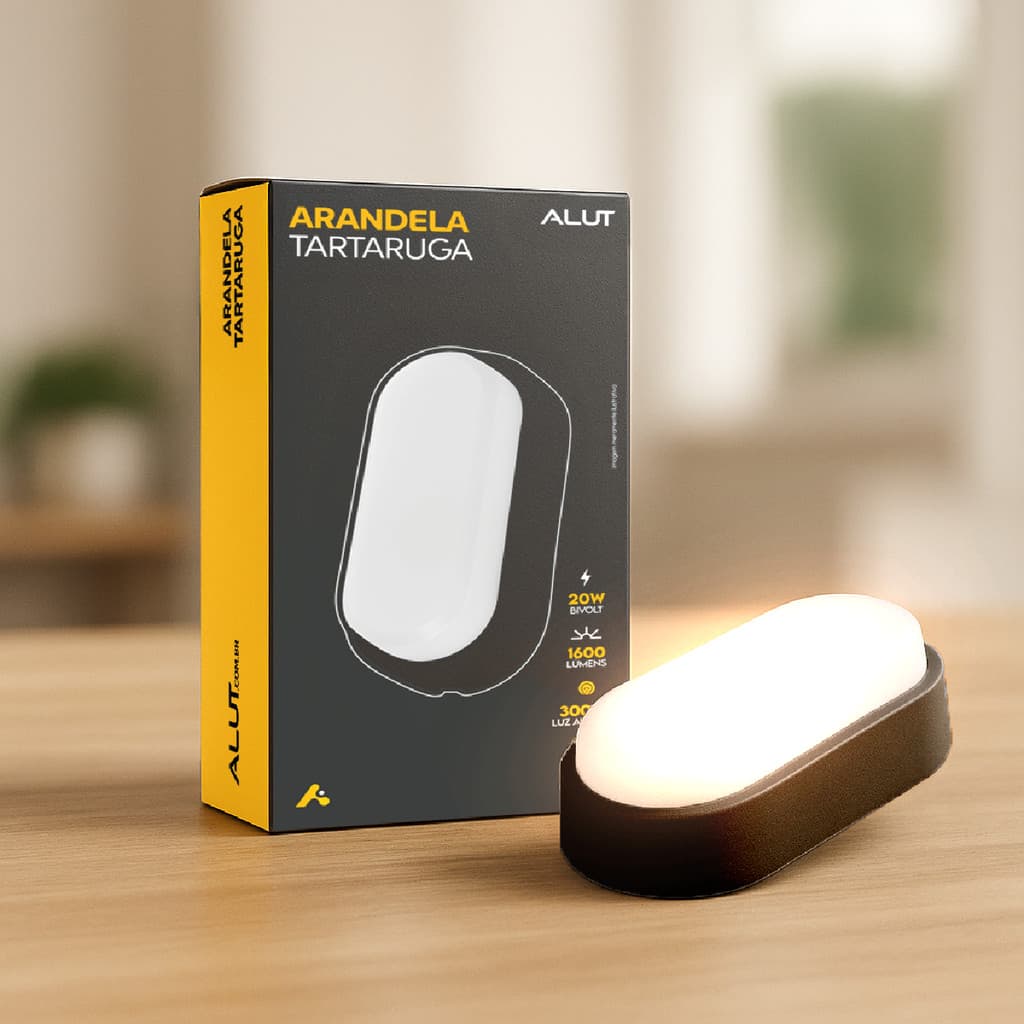 Caixa de Kit 10 Arandela Led luminária Tartaruga 20w 3000k 6500k Bivolt Ip65 a prova d'água com luminária acesa