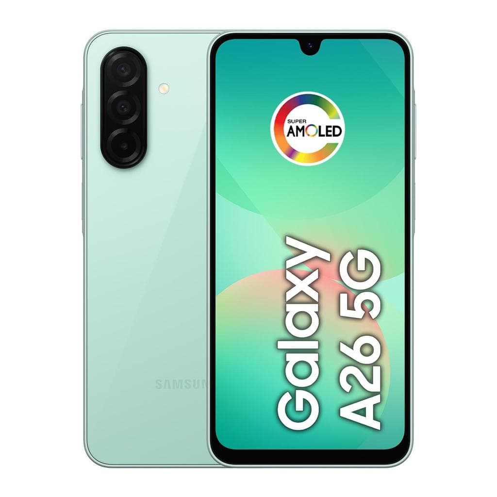 Smartphone Samsung Galaxy A26 5G verde com tela Super AMOLED e 5G