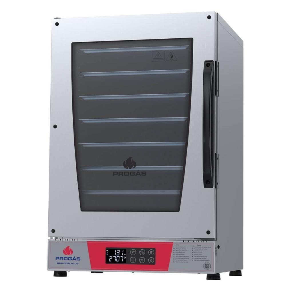 Forno Turbo Elétrico Progás Prp-008 Plus Vermelho com 8 esteiras, cinza metálico