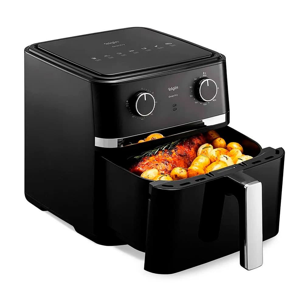 Fritadeira Air fryer 8 litros Elgin Gran Fry 1.900W preta com grelha removível