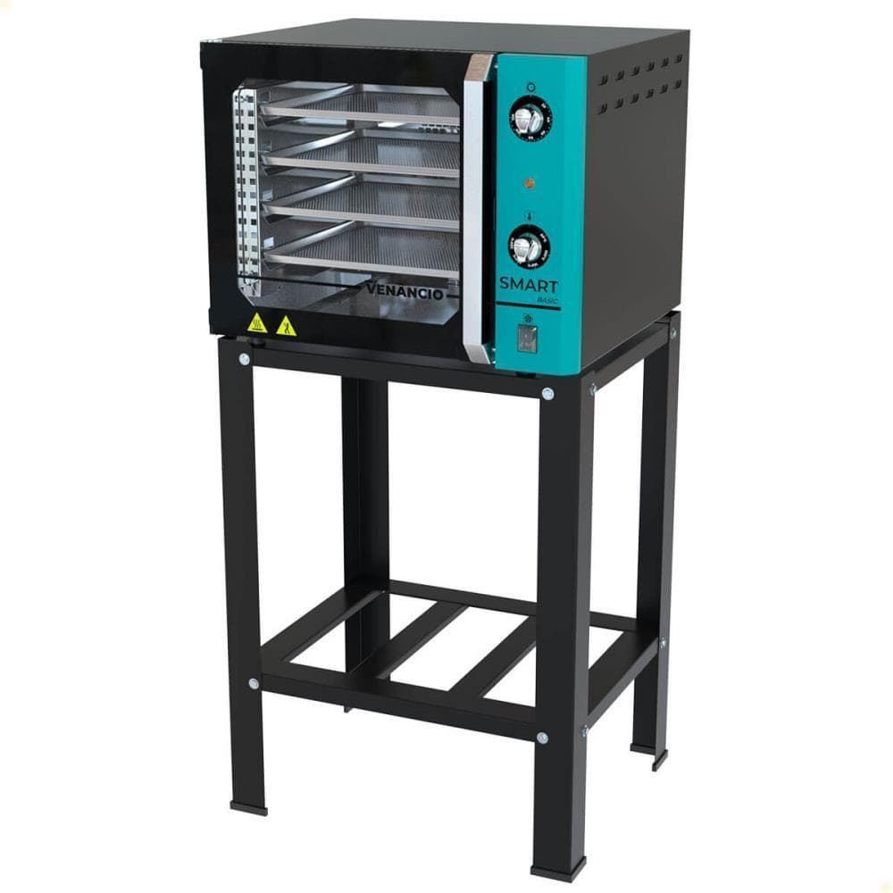 Forno Industrial Convector Venâncio Elétrico Smart Basic Azul 4 Esteiras 220v Com Cavalete