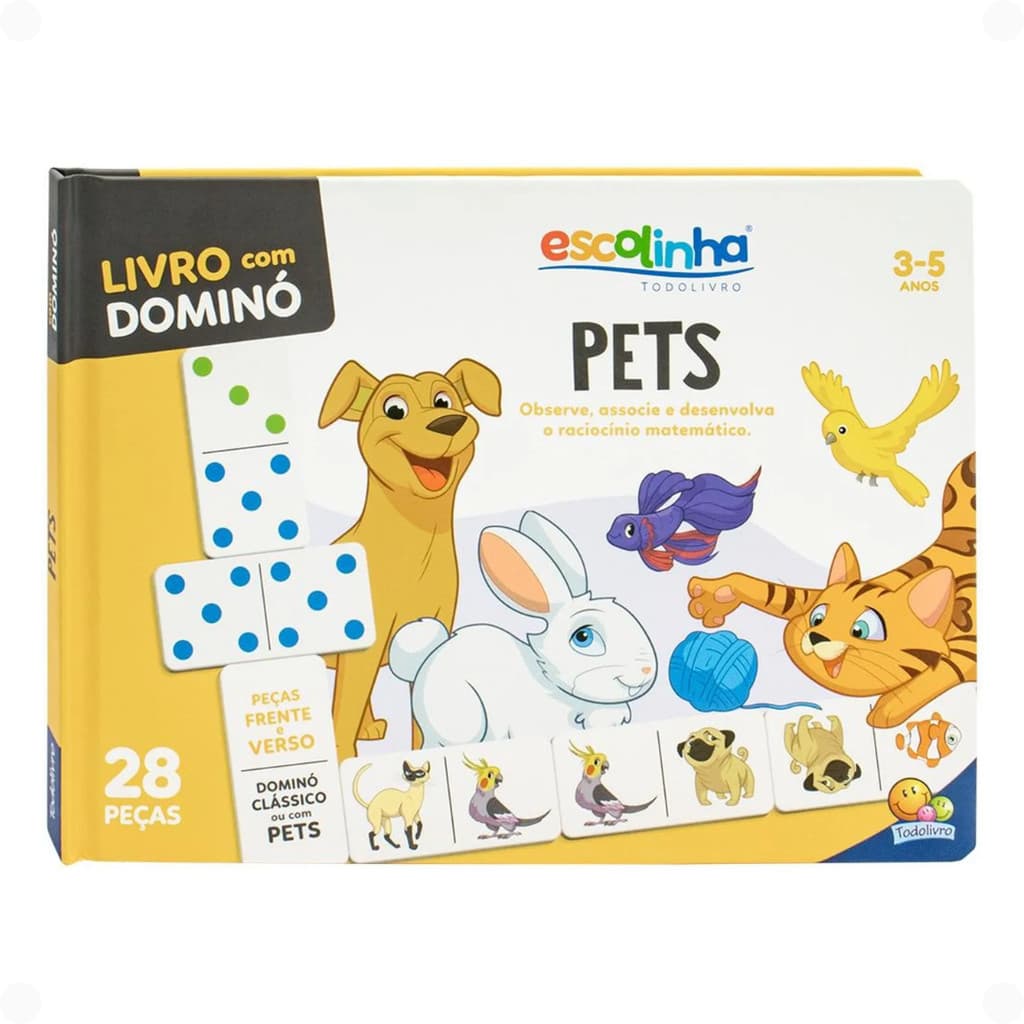 Livro Infantil Escolinha Dominó Pets Animais de Estimação