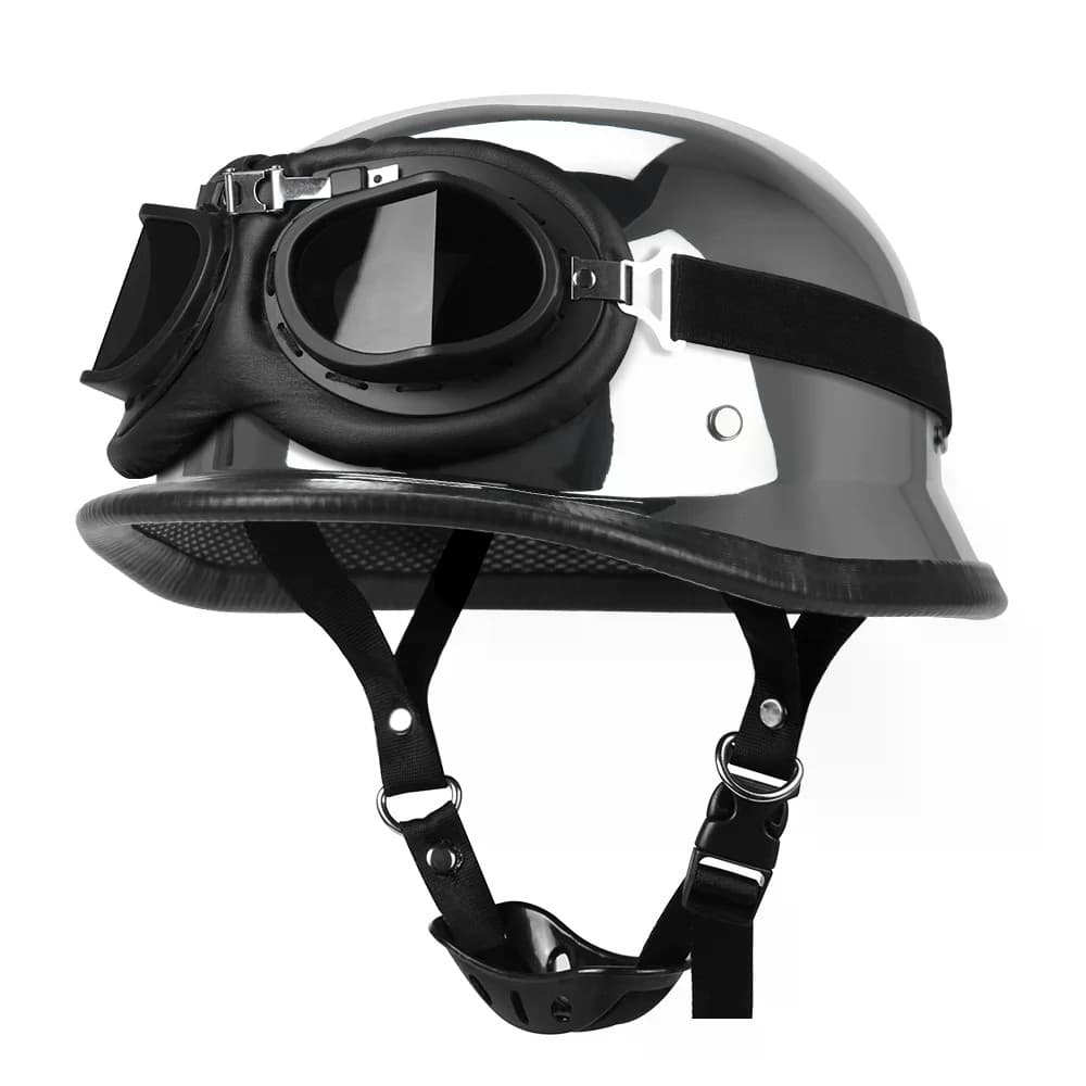 Motocicleta Meio Capacete De Couro Alemão Vintage Casco Moto Rosto Aberto Motociclista Piloto Ponto Certificação S-XXL