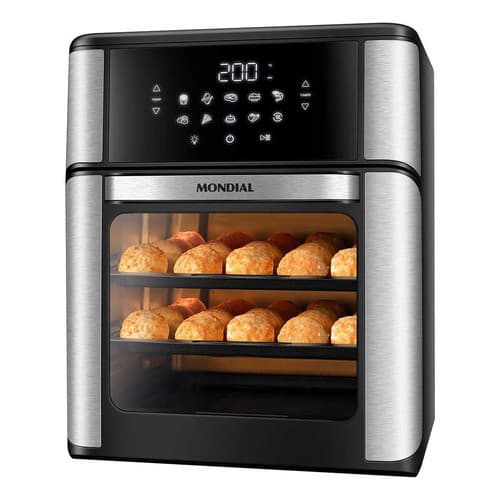 Fritadeira Elétrica Air Fryer Mondial 12lafon-12l-bi 2000w P com pão assado