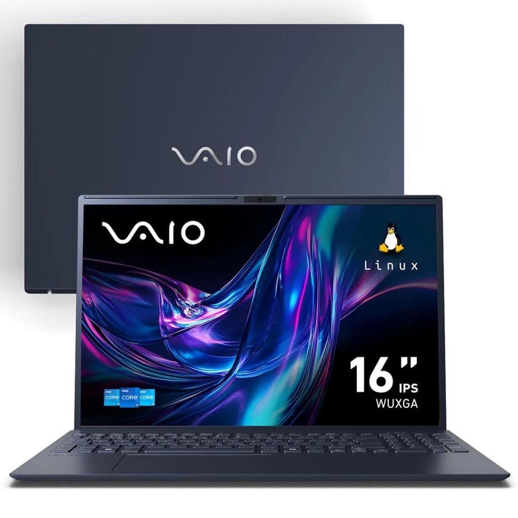 Notebook Vaio FE16 16 polegadas WUXGA aberto com interface Linux