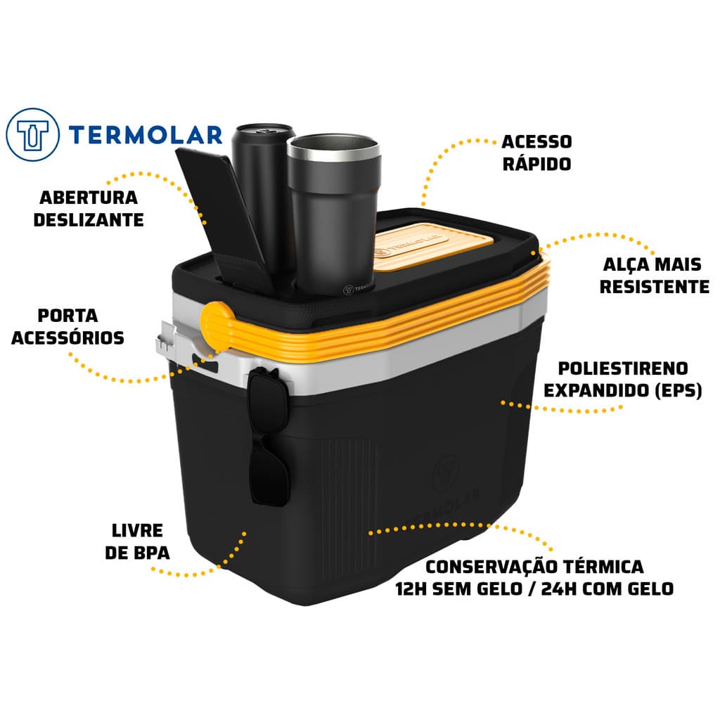 Caixa Térmica Cooler Com Alça Praia Camping