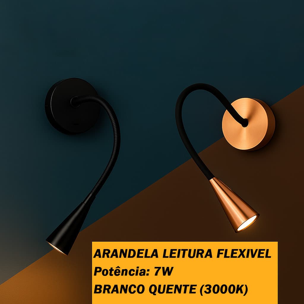 Arandela Leitura Flexível LED Bivolt Iluminação direcionada perfeita para leitura