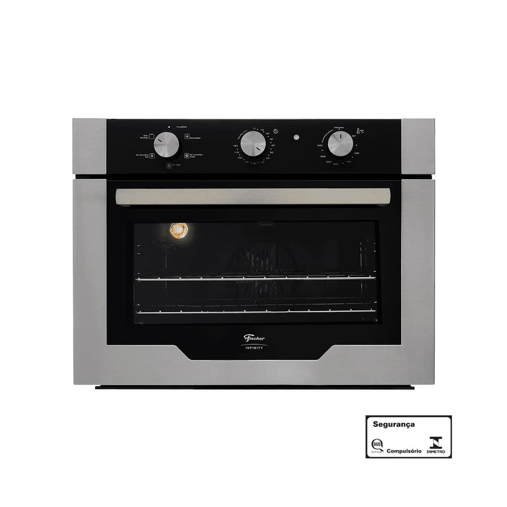 Forno Elétrico de Embutir Fischer Infinity Air Fryer 50L Inox com Porta de Vidro e Iluminação Interna