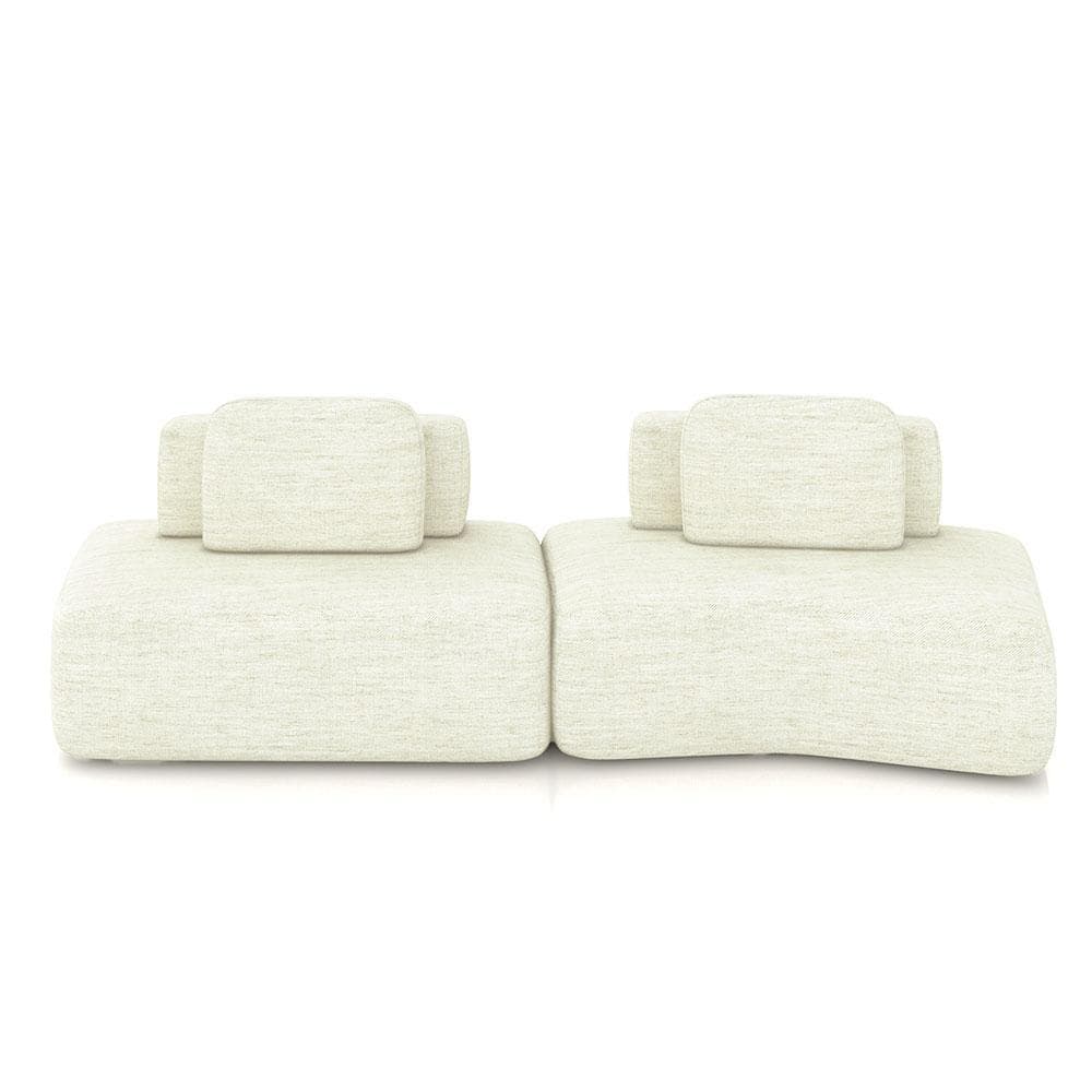 Sofá Ilha Sala de Estar Dakota 2 Módulos 316cm Encostos Almofadas Soltas Linho Off White G33 - Gran Belo