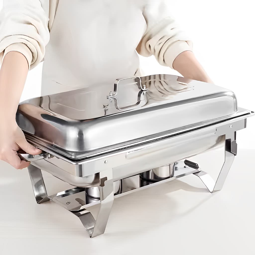 Rechaud Profissional Inox 12L com 1, 2 ou 3 Divisórias para Buffet Inox 12l Com Divisórias Para Festa