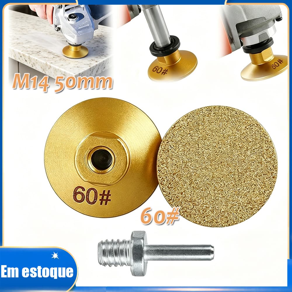 Cabeça de esmerilhamento plana soldada M14, 50 mm, polimento abrasivo para pedra, mármore e quartzo 60#