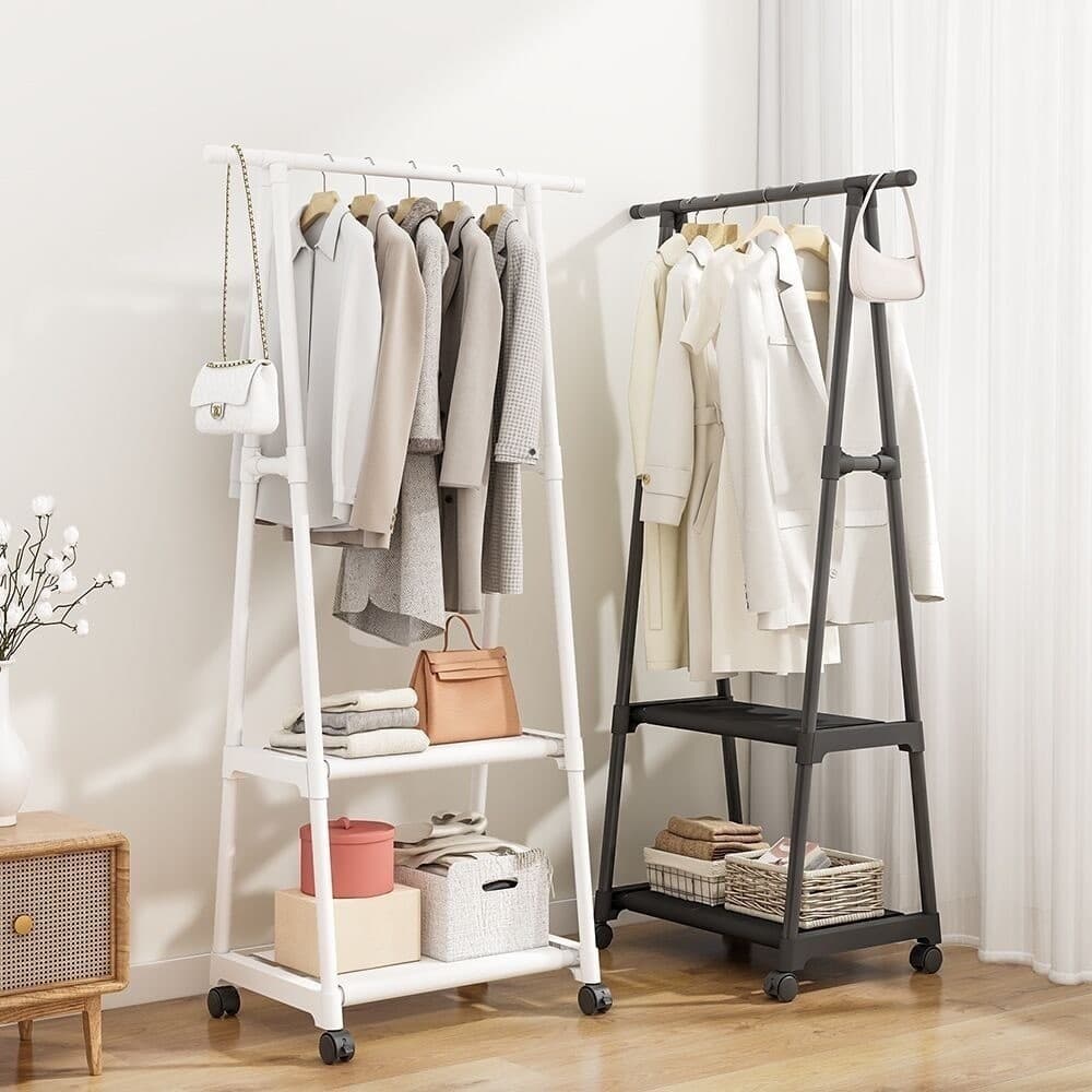 Arara De Roupas Com Rodinha Prateleira Cabideiro De Chão Triangular  Para Casa Quarto