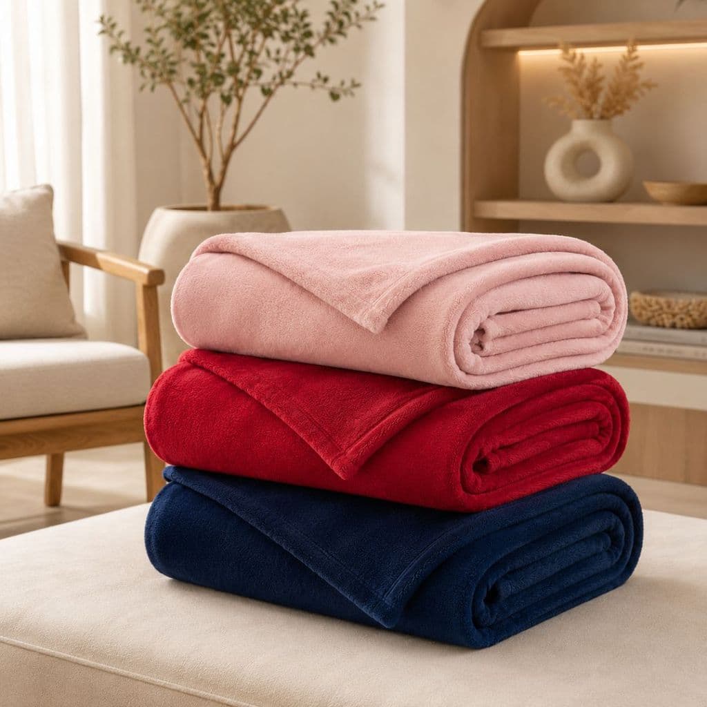 Kit 3 Cobertores Casal Peluciado Microfibra Macio Grosso Quente - Rosa, Vermelho e Azul