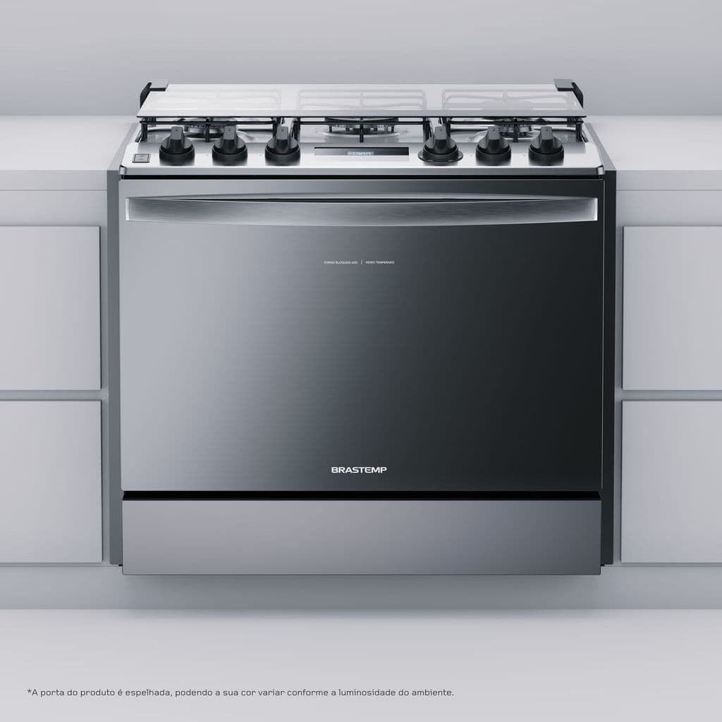 Fogão Brastemp 5 Bocas de Embutir Cor Inox com Turbo Chama e Touch Timer - BYS5PCR