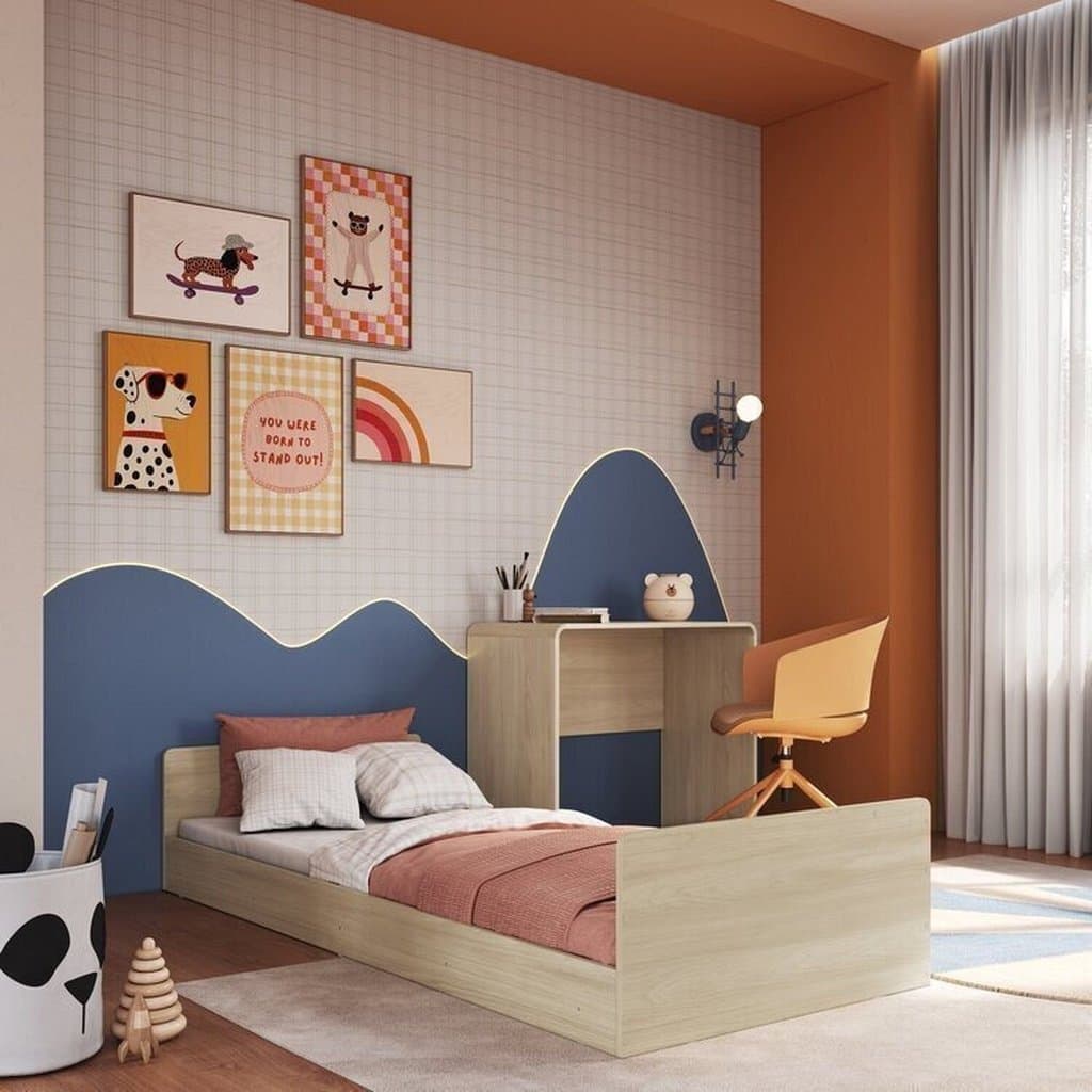 Cama Infantil Juvenil com Escrivaninha e Estante Cama Auxiliar