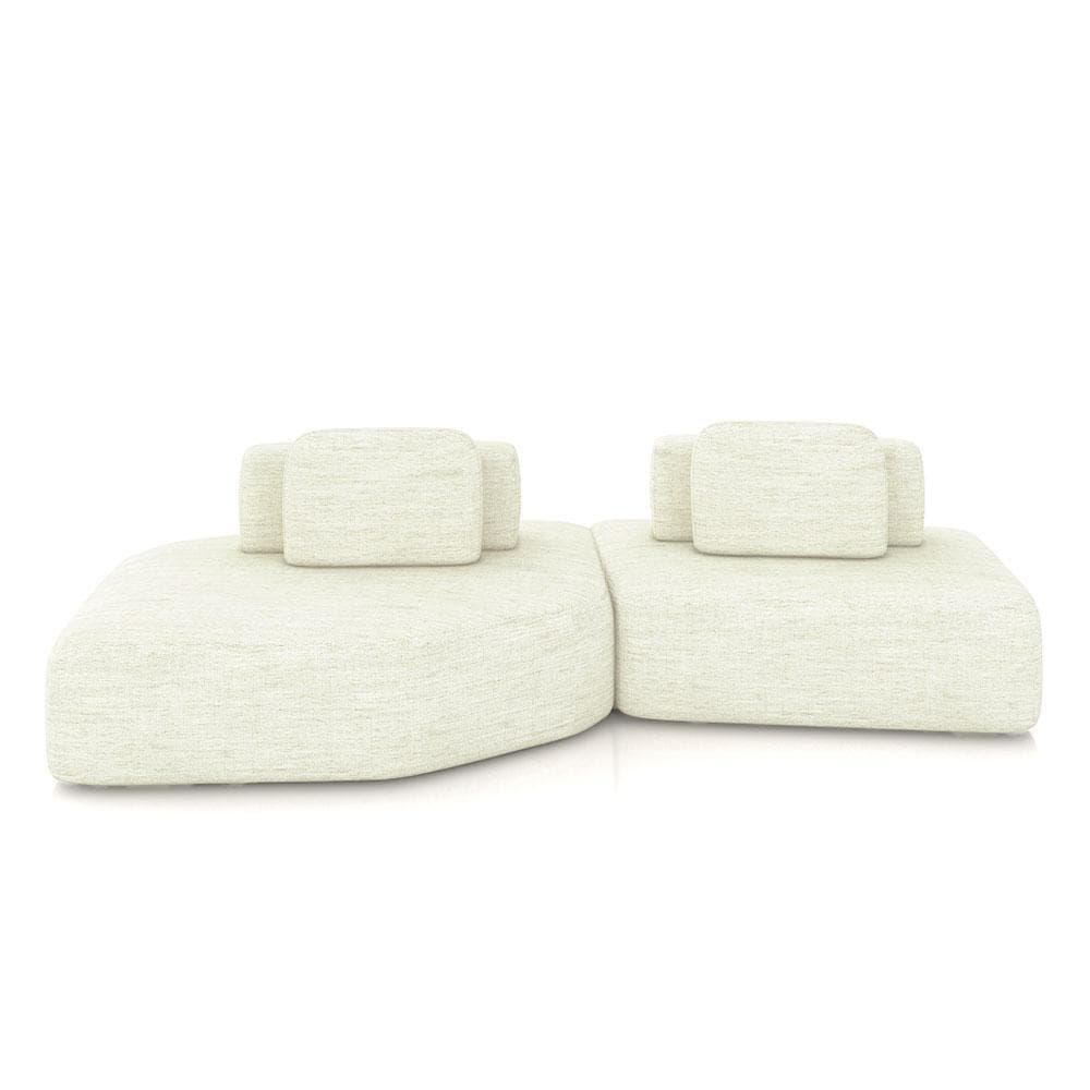 Sofá Ilha Dakota 2 Módulos 310cm Encostos Almofadas Soltas Linho Off White G33 - Gran Belo