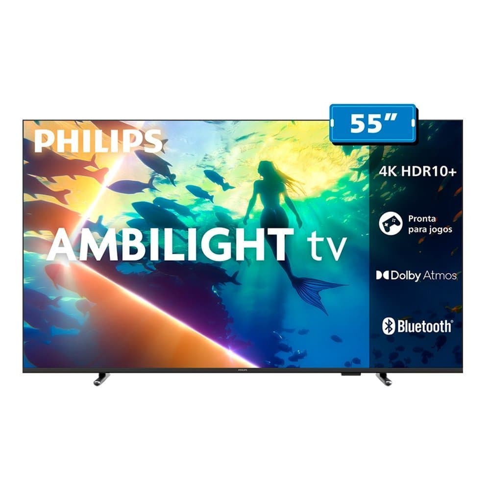 Smart TV LCD LED Philips 55 polegadas 4K HDR10+ Dolby Atmos Bluetooth