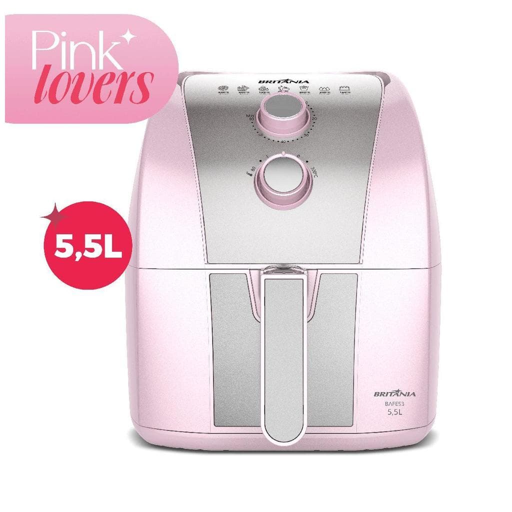 Fritadeira de Ar Britânia Rosa 5,5L - Modelo BAFE53
