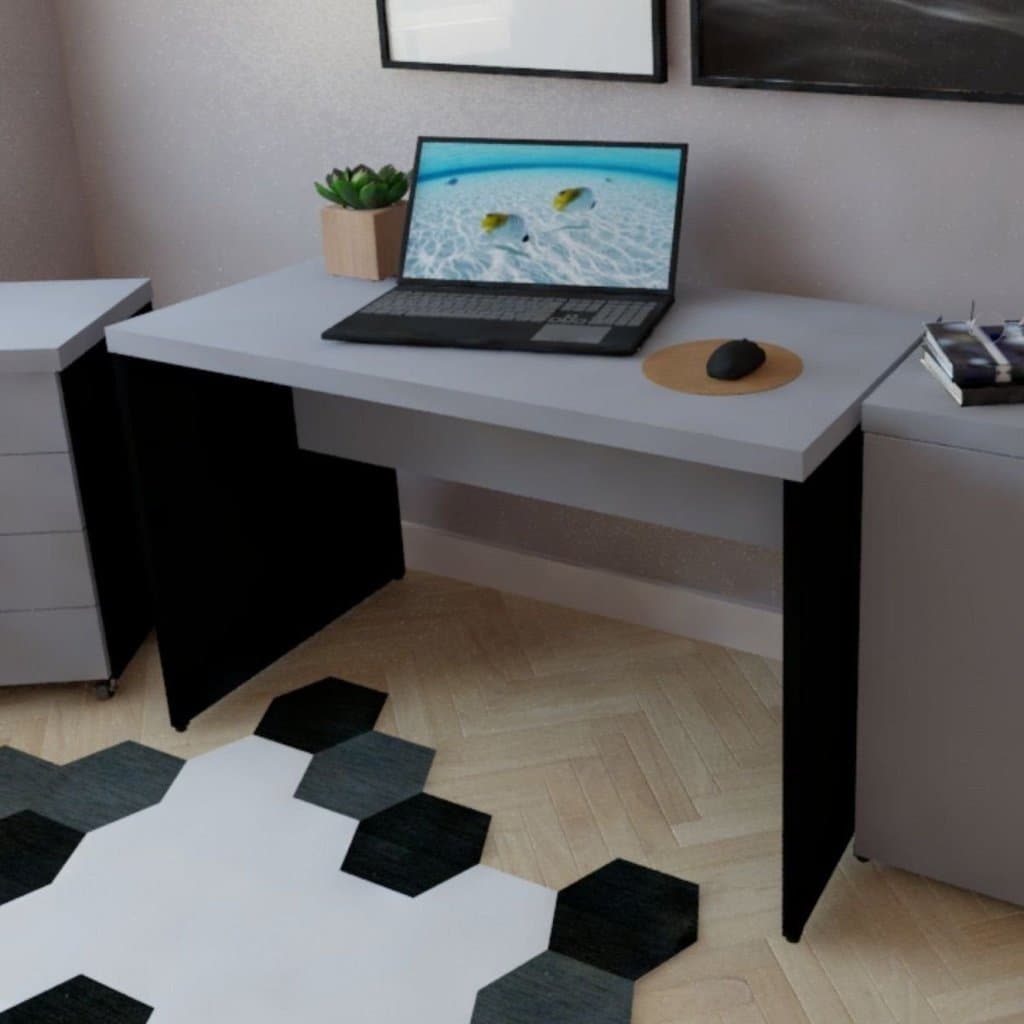 Escrivaninha Mesa Escritório 120cmx60cm 120cm Preto E Cinza Preto/Cinza