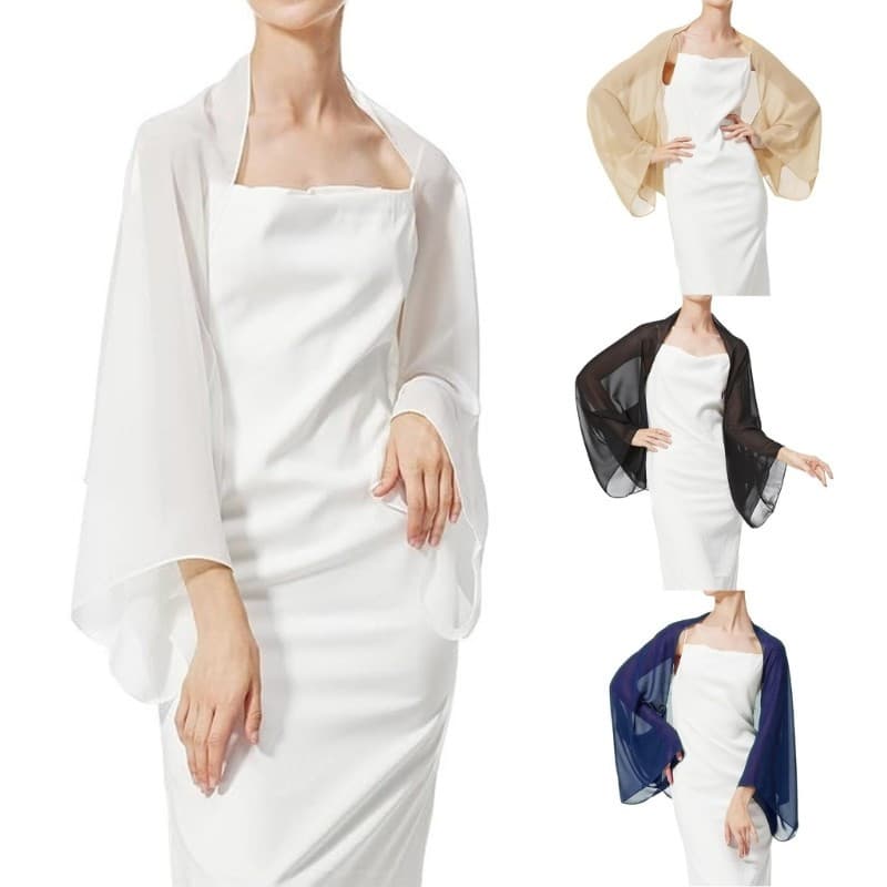 Cardigan leve de chiffon em três cores: branco, bege e azul, para uso ao ar livre