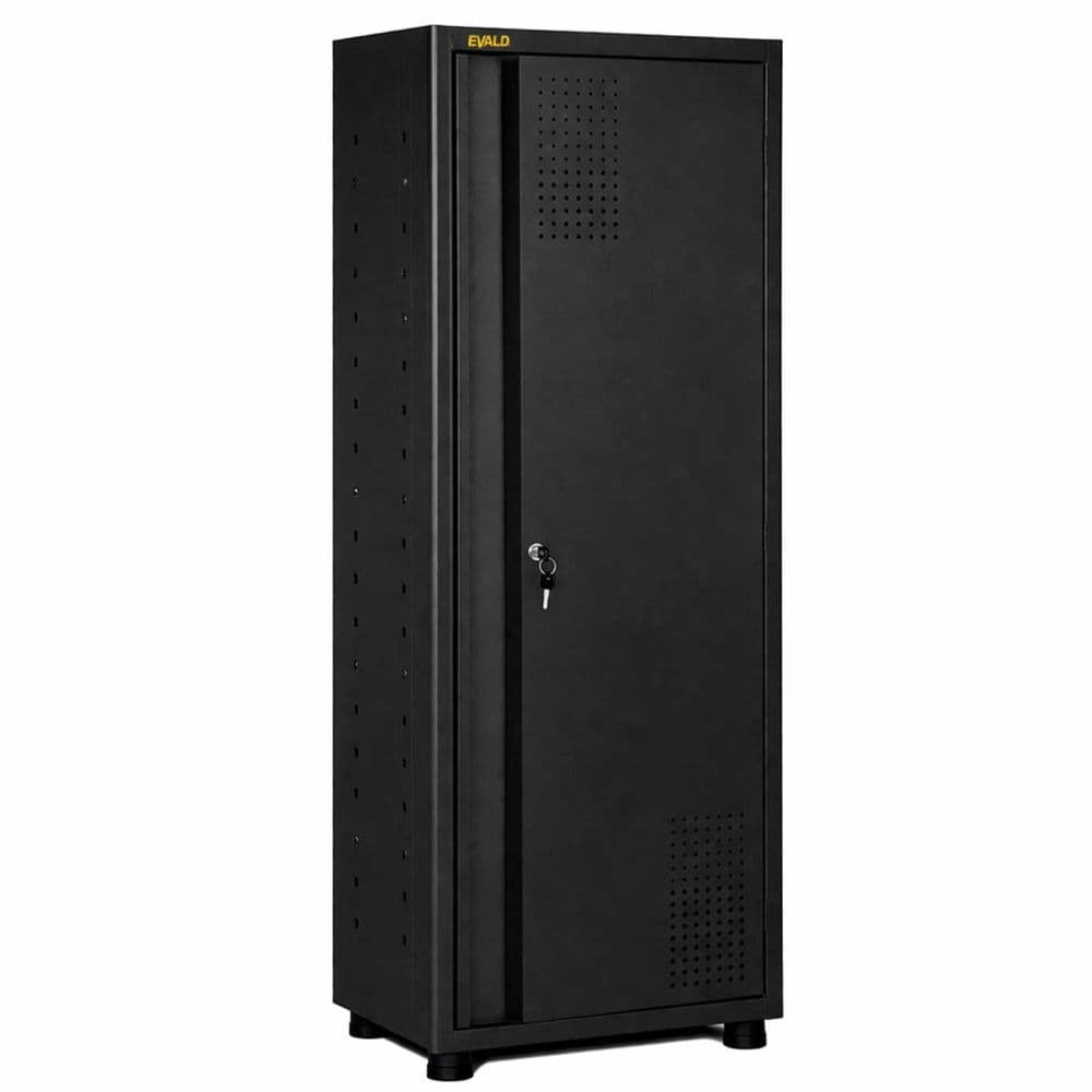 Armário Porta Ferramentas com 5 Bandejas e Porta de Aço EVNA-7 EVALD, preto, com ventilação e fechadura